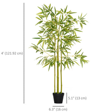 HOMCOM 5FT Artificial Bamboo Tree Faux Decorative Plant in Nursery Pot for Indoor Décor