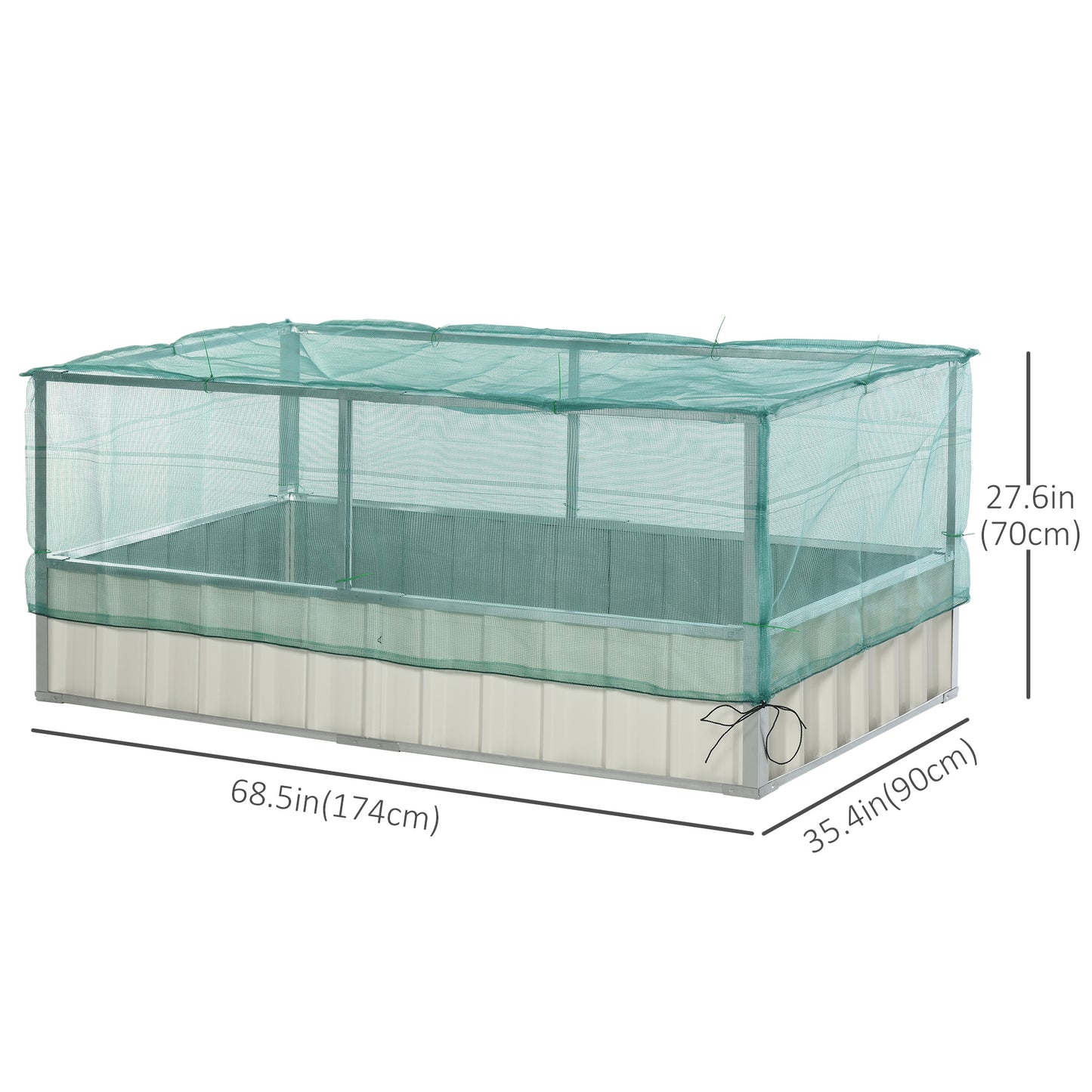 Outsunny Raised Garden Bed, 5.7 x 3 x 2.3ft Steel Planter Box Outdoor with Cover, Gloves for Growing Vegetables, Flowers, Herbs, Green