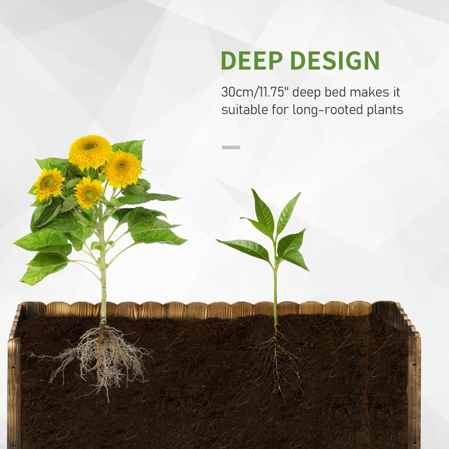Outsunny 40" x 16" x 12"  Wooden Raised Garden Bed, Raised Planter Box, Planter Raised Bed with Drainage Holes, Natural