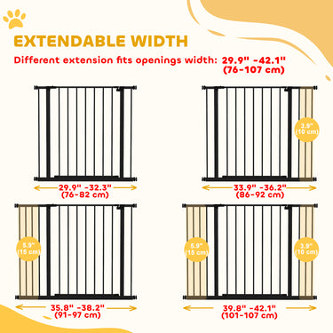 PawHut Pressure Fit Dog Gate Pet Barrier for stairs doorway, 29.9''- 42.1'' Width Black