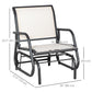Outsunny Patio Glider with Breathable Mesh Fabric Seat & Backrest, Metal Frame Outdoor Glider Swing Chair with Armrests, Cream