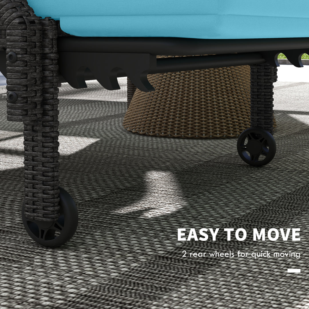 Outsunny Wicker Chaise Lounger with 5-Level Adjustable Backrest, Light Grey