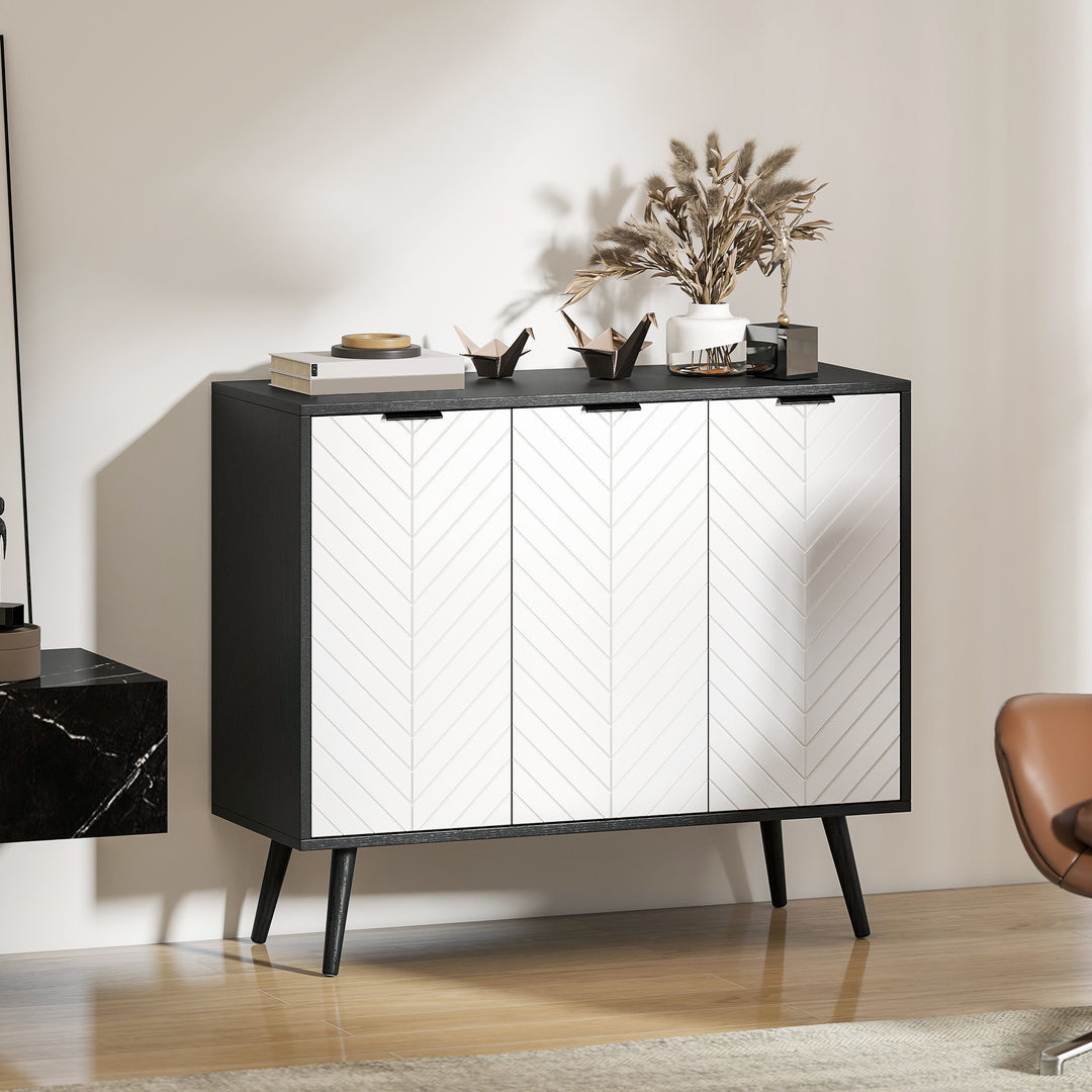 HOMCOM Modern Sideboard and Buffet, Dining Room Cabinet with Adjustable Shelves and 3 Doors, Black