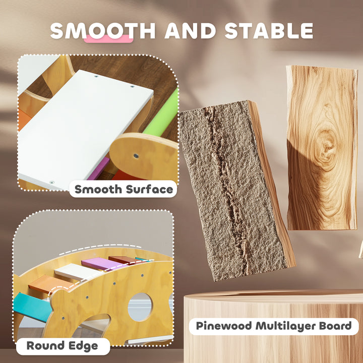 Qaba 2 in 1 Wooden Arch Ladder Baby Rocker for Toddlers 18-48 Months