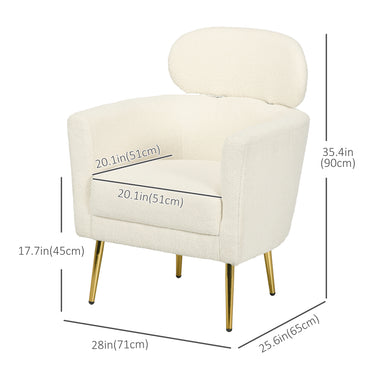HOMCOM Barrel Accent Chair with Detachable Headrest, Modern Armchair for Living Room, Home Office, Cream White