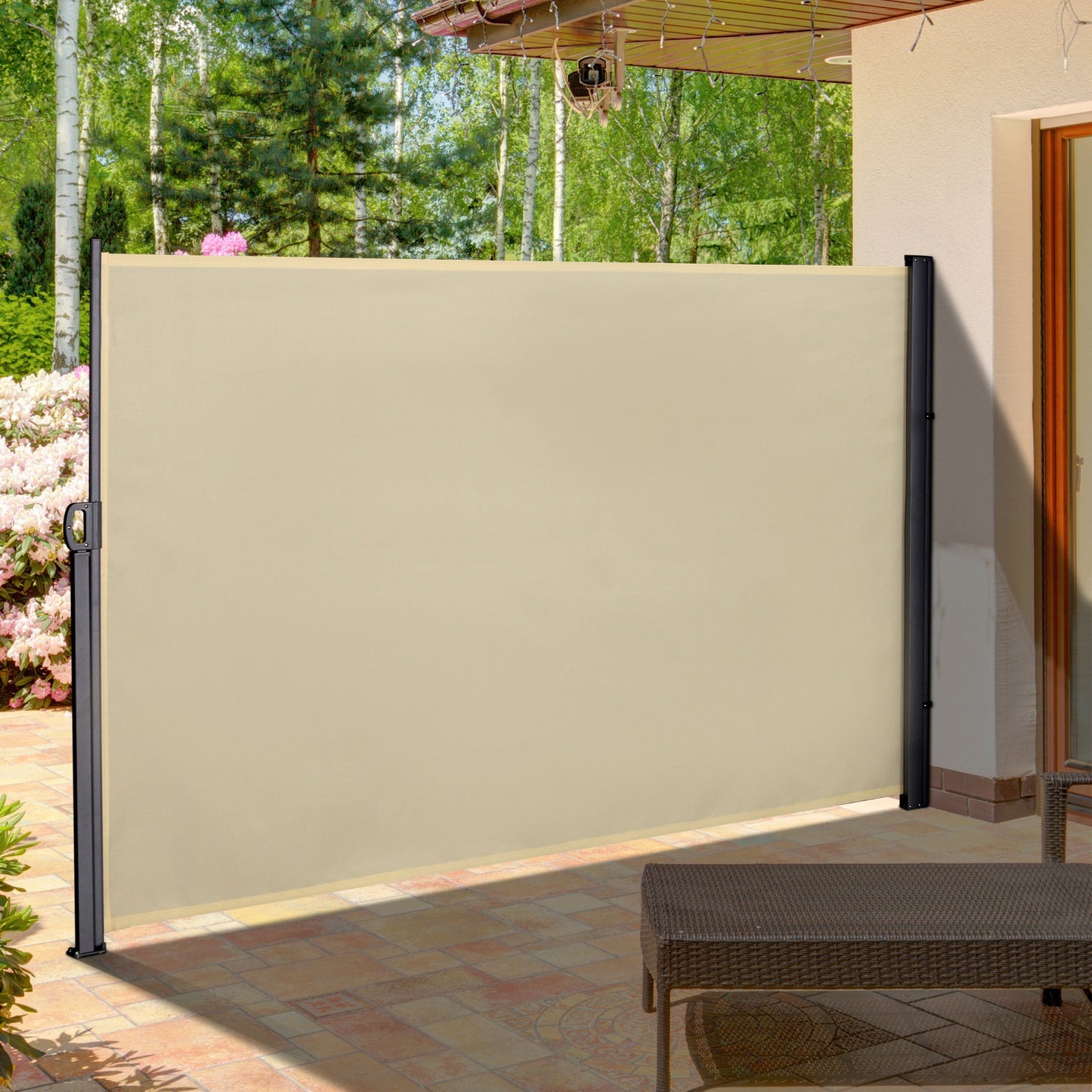 Outsunny 118" x 63" Retractable Side Awning Patio Outdoor Folding Privacy Screen with Resistance to UV Rays & Wind, Grey