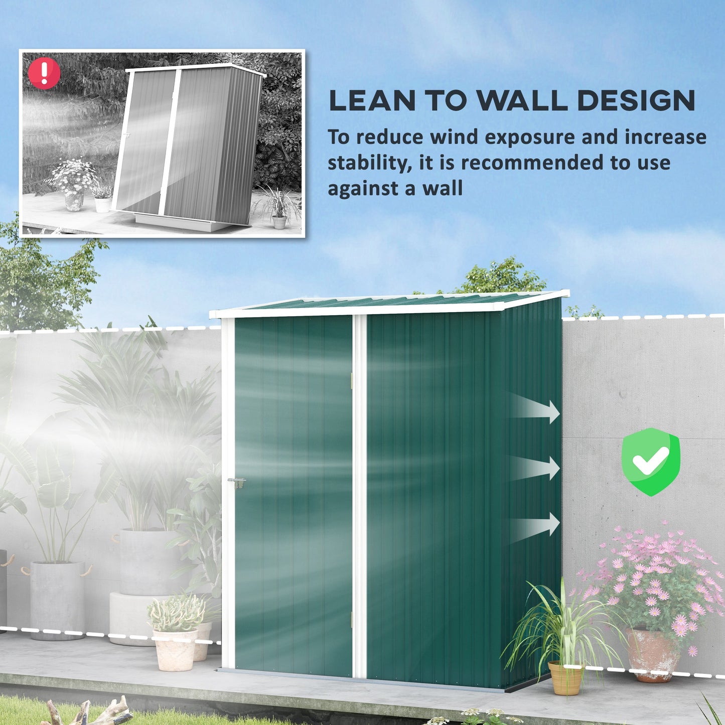 Outsunny 5' x 3' Outdoor Storage Shed, Steel Garden Shed with Single Lockable Door, Tool Storage Shed for Backyard, Brown