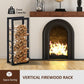 HOMCOM Firewood Rack Outdoor, Log Holder Fireplace Storage Rack with Handles and 220 lbs. Weight Capacity, 23.6" x 9.8" x 39.4", Black