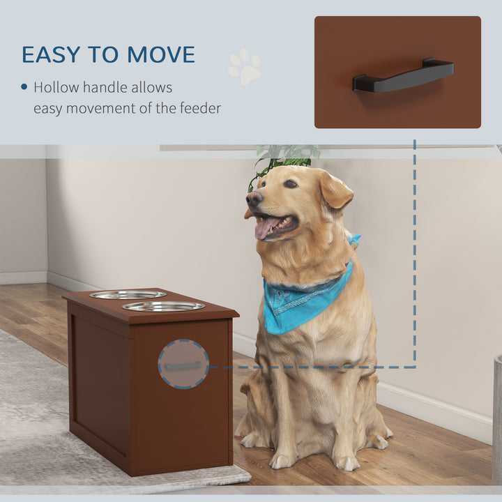 PawHut Large Elevated Pet Feeder with Storage Dog Pet Diner Function 2 Stainless Steel Dog Bowls Elevated Base for Large Dogs and Other Large Pet, White