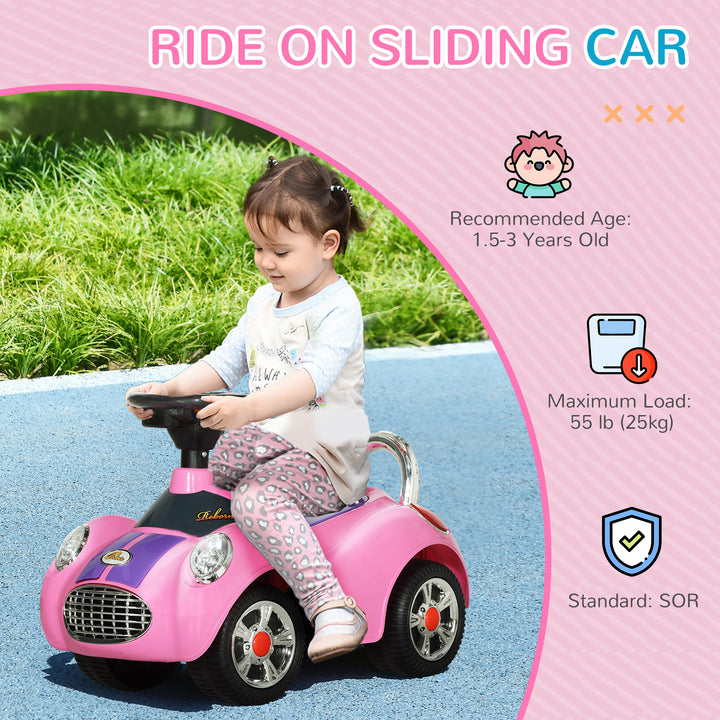 Qaba Baby Push Car with Music, Horn, Light, Pink