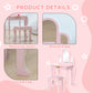 Qaba Kids Dressing Table and Chair Set, Girls Dressing Set, Makeup Desk with Drawer for 3-6 Years Old Kids, Pink