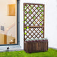 Outsunny 2.4 x 1 x 4.9 ft Garden Wooden Pine Trough Planter with Topped Trellis Climbing Plants Flower Raised Bed, Orange