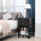HOMCOM Modern Sofa Side Table, Accent End Table with Drawers and Storage Shelf, Nightstand for Bedroom Living Room, Black