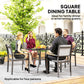 Outsunny Outdoor Dining Table for Four, Patio Table with Parasol Hole, Square Garden Table with Slatted Metal Plate Top, for Backyard, Poolside, Black