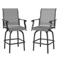Outsunny Outdoor Bar Stools Set of 2, Swivel Bar Height Chairs with High Back, Curved Armrests and Steel Frame, Black