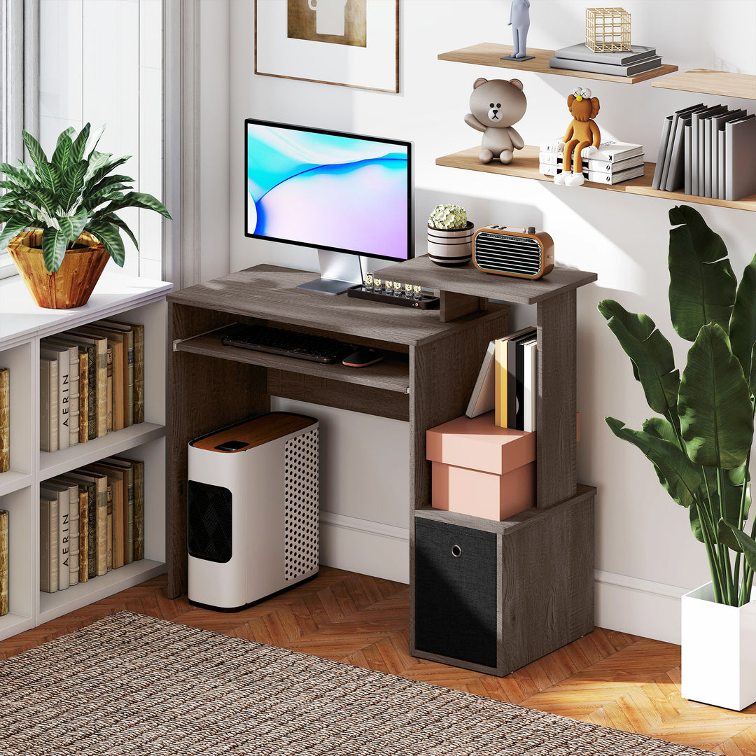 HOMCOM Computer Desk with Sliding Keyboard Tray Storage Drawer Shelf Home Office Workstation Grey