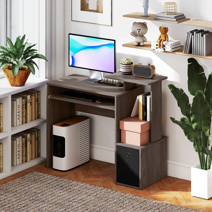 HOMCOM Computer Desk with Sliding Keyboard Tray Storage Drawer Shelf Home Office Workstation Grey