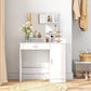 HOMCOM Dressing Table, Vanity Table with Mirror, Drawer and Storage Shelves for Bedroom, 35.4" x 15" x 54.3", White
