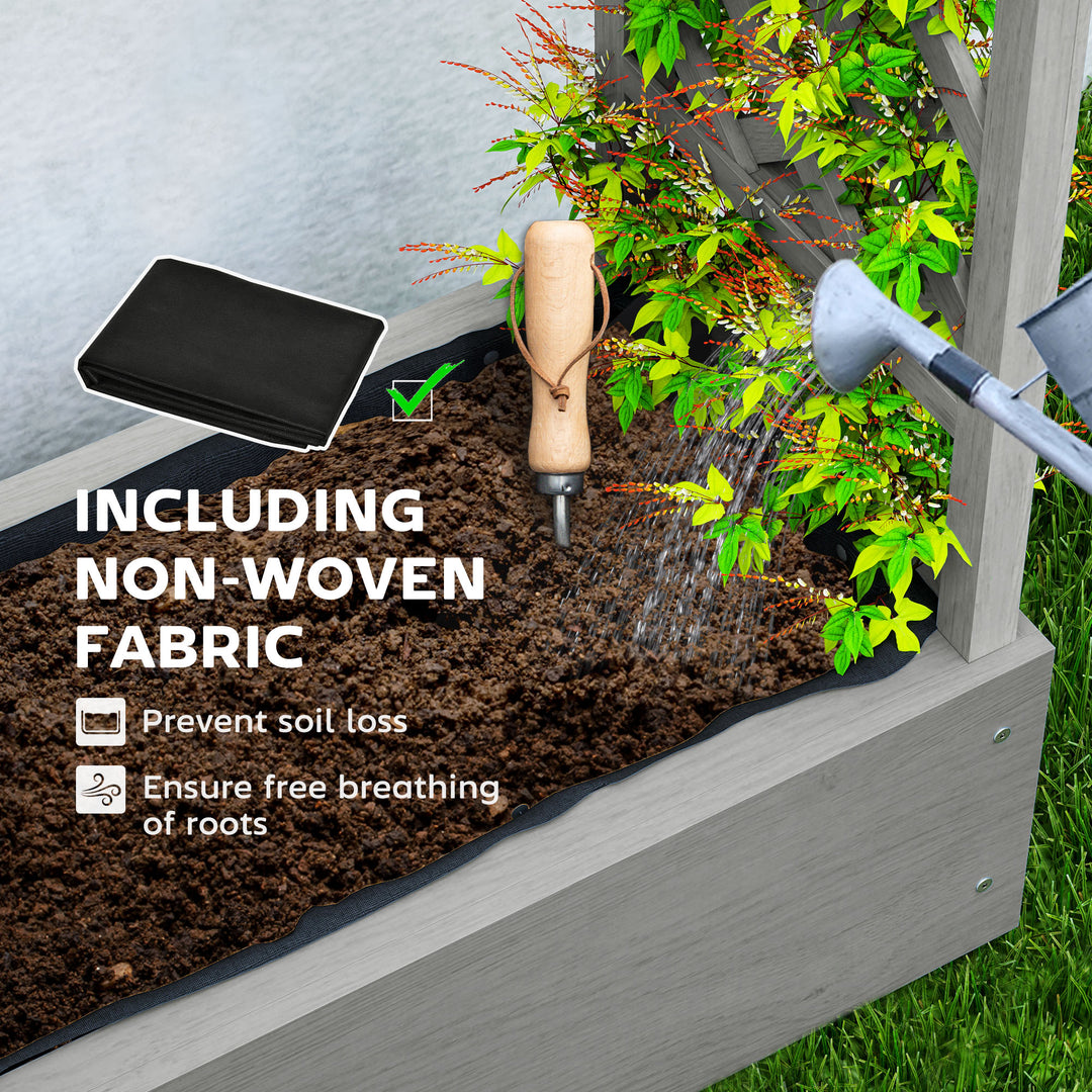 Outsunny Wooden Raised Garden Bed with Trellis, Outdoor Planter Box with Hanging Roof, Drainage Holes and Bed Liner