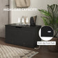 HOMCOM 31.5 Inches Storage Chest, Storage Trunk with 2 Safety Hinges, Wooden Box for Living Room, Black Wood Grain