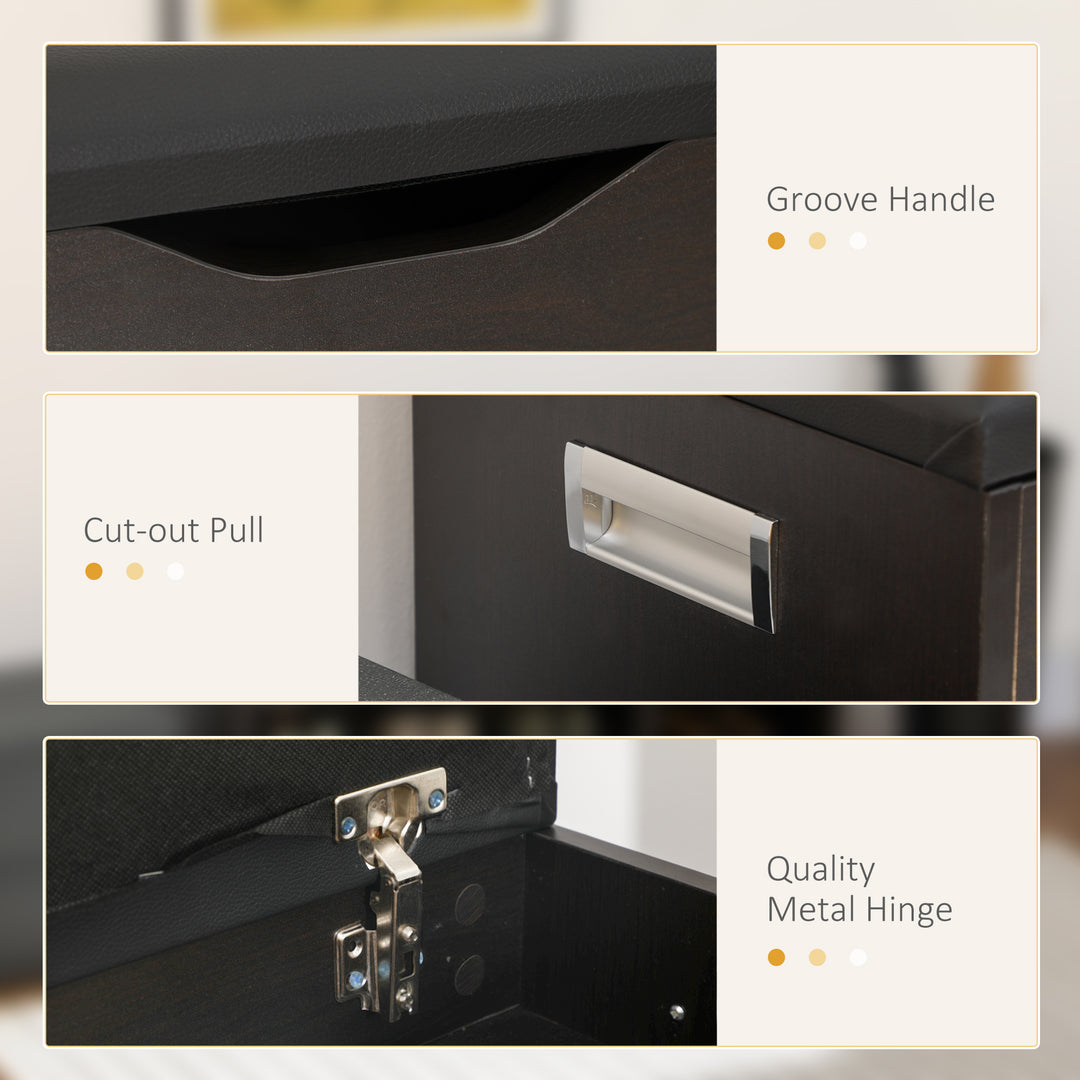 HOMCOM Shoe Bench Entryway Storage Rack with Padded Cushion, Hidden Storage for Hallway, Living Room, Black