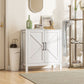 HOMCOM Sideboard Buffet, Kitchen Storage Cabinet with Barn Door and Adjustable Shelves, Storage Pantry, White Wood Grain