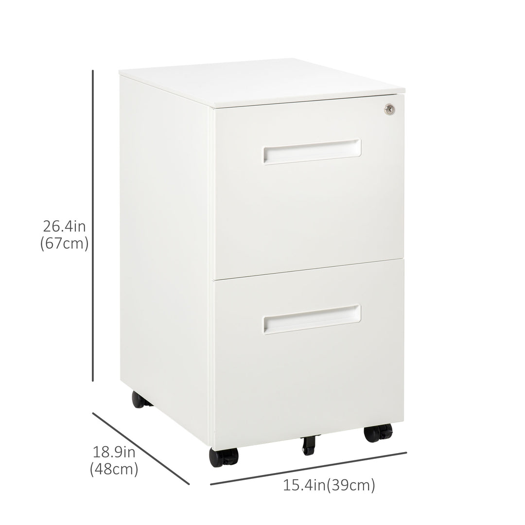 Vinsetto File Cabinet, Vertical Filing Cabinet with Adjustable Partition for A4 Letter Size, Lockable for Office, White