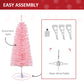 HOMCOM 4FT Artificial Christmas Tree Holiday Xmas Holiday Pencil Tree Decoration with Automatic Open for Home Party, Pink