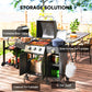 Outsunny 3 Burner Gas Grill with Side Burner, 9.5 KW Propane BBQ Grill, Cabinet Style with Shelves, Wheels, Instant Ignition