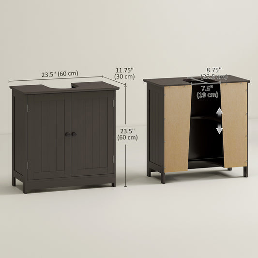 HOMCOM Under Sink Bathroom Cabinet with 2 Doors and Shelf, Pedestal Sink Bathroom Vanity Furniture, Coffee