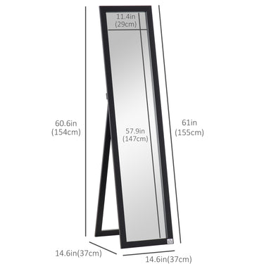 HOMCOM Full Length Mirror for Bedroom, Free Standing Dressing Mirror, Wall Mirror for Living Room, 15" x 61"