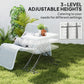 Outsunny Folding Outdoor Patio Table, 3-Level Adjustable Camping Table Picnic Table with HDPE Top, Steel Legs, White