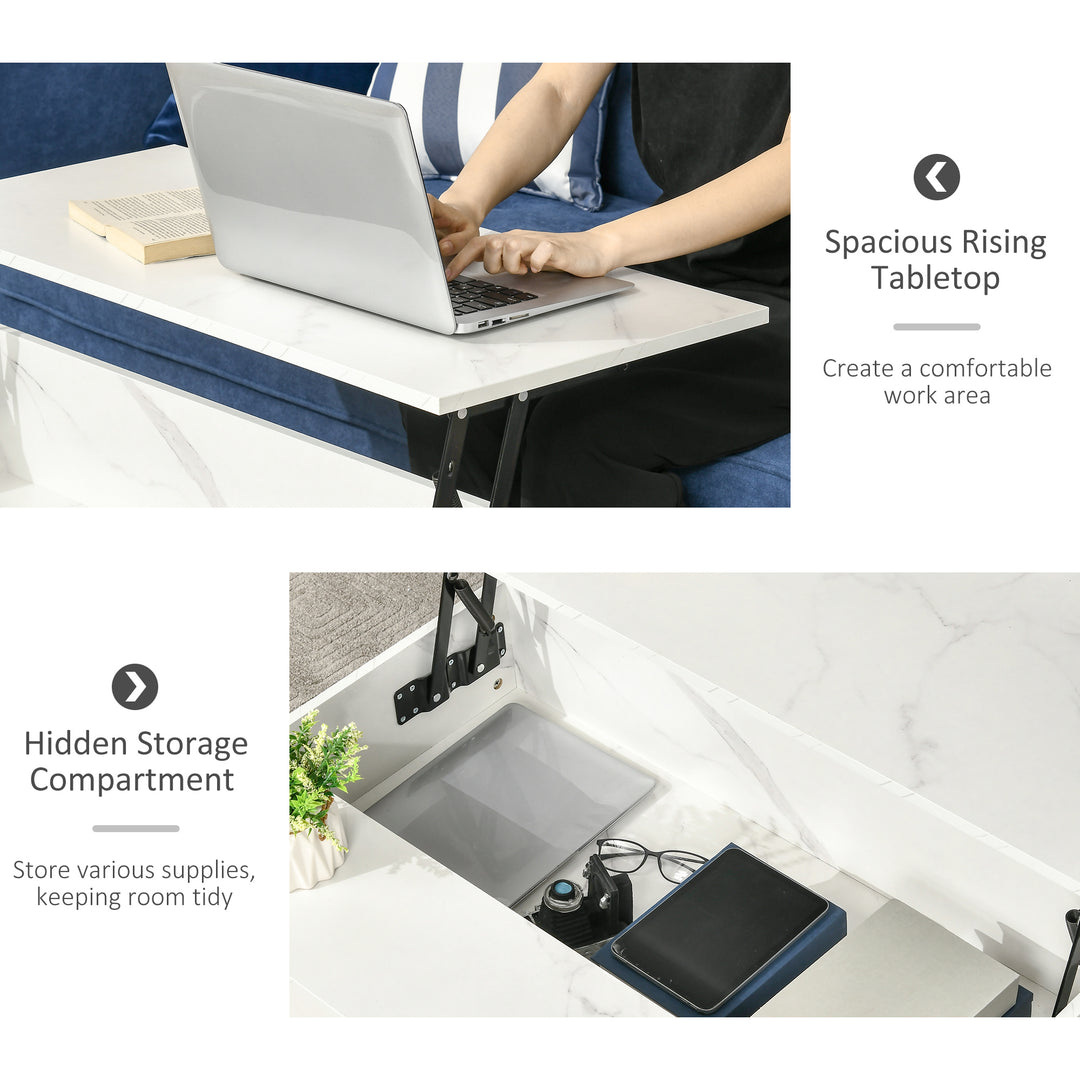 HOMCOM Lift Top Coffee Table with Hidden Storage Compartment Lift Tabletop Center Table for Living Room, White