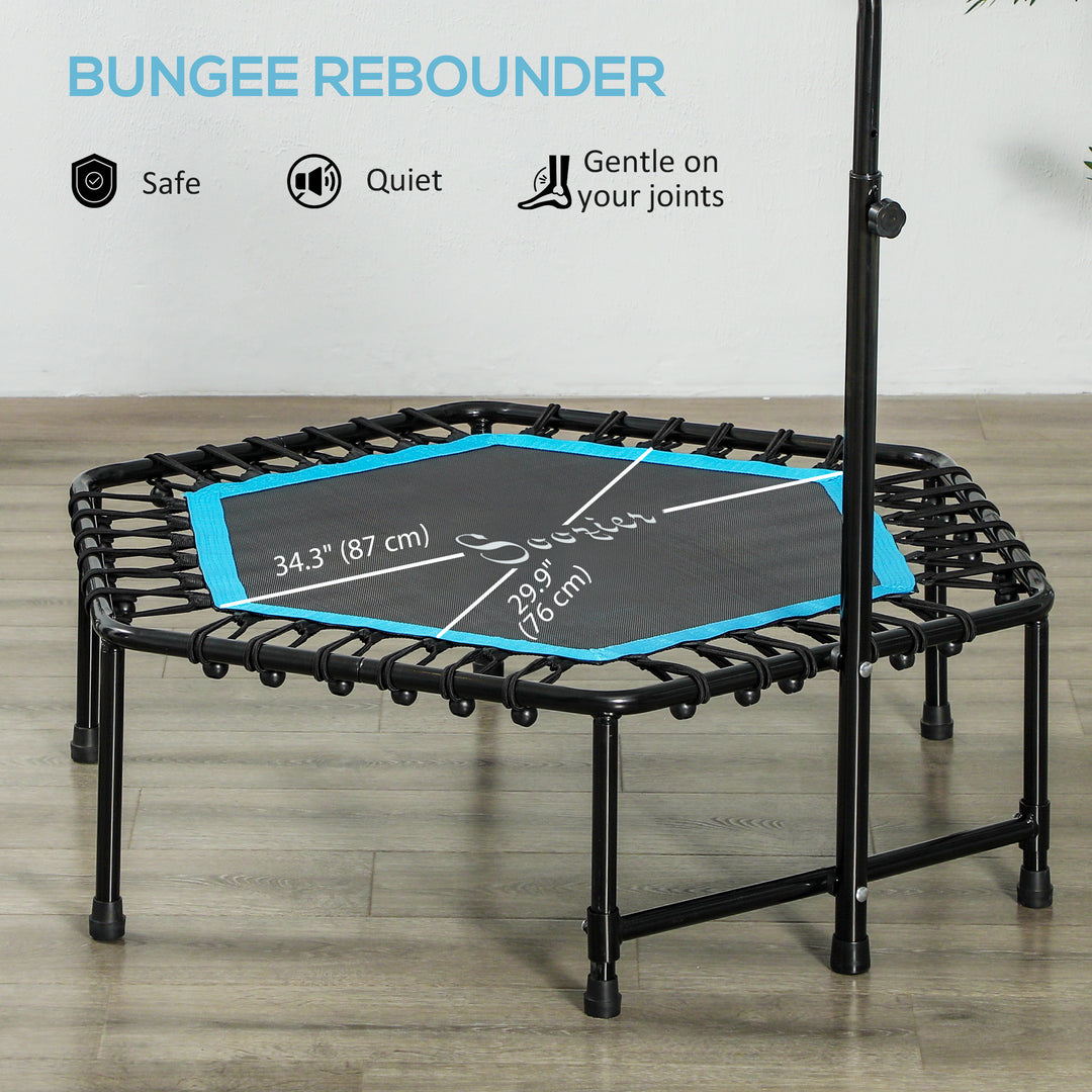 Soozier 45" Rebounder Trampoline for Adult, Quiet Bungee Rebounder with Adjustable Handle, Blue