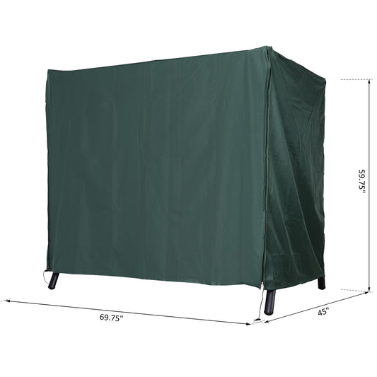 Outsunny Outdoor Swing Cover, Large 3-Seat Patio Swing Chair Hammock Cover UV Resistant Windproof All Weather Protection, Green