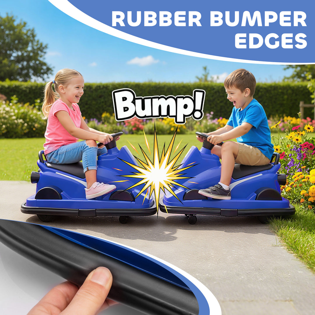Qaba Bumper Car for Kids, 6V Battery Powered Bumping Car with 360 Degree Spin, Dual Motors, Music, for 3-8 Years, Blue