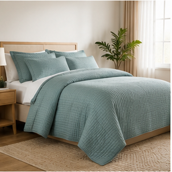 Aarniva Quilted Bedding Set | King/Queen | Soft & Lightweight | Dusty Teal | 4-Piece Set