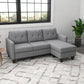 HOMCOM L-shaped Sofa, 3 Seater Couch with Ottoman, Corner Sofa with Thick Padded Cushion and Wood Legs, Dark Grey