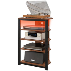 HOMCOM TV Stand for TVs up to 29", Entertainment Center with 4-Tier Storage Shelves and LED Lights for Living Room