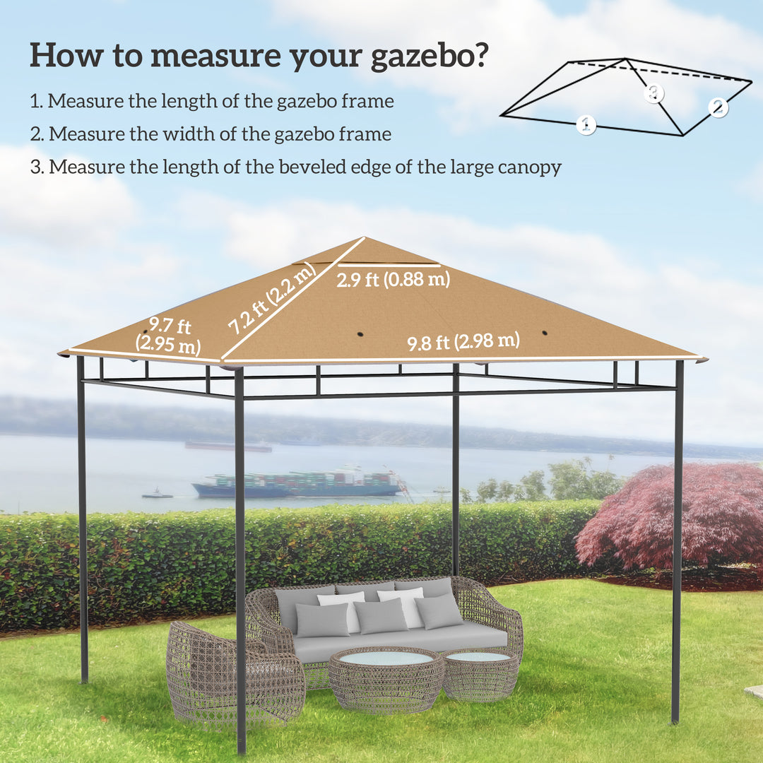 Outsunny 10' x 10' Square Gazebo Canopy Replacement UV Protected Top Cover Sun Shade Coffee