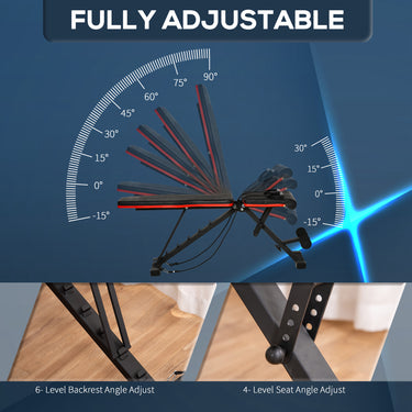 Soozier Adjustable Workout Bench, Foldable Weight Bench with Leg Extension and Preacher Pad, 264LBS Weight Capacity, for Home Gym, Black and Red