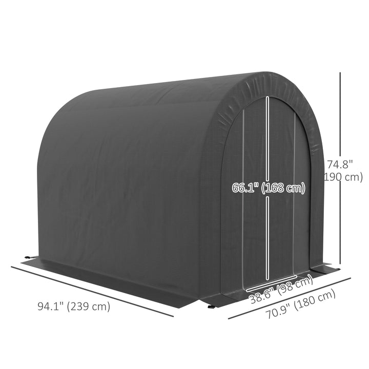 Outsunny 6' x 8' Outdoor Storage Shed, Heavy Duty Galvanized Steel Portable Shed for Bike, Motorcycle, Garden Tools, Dark Grey