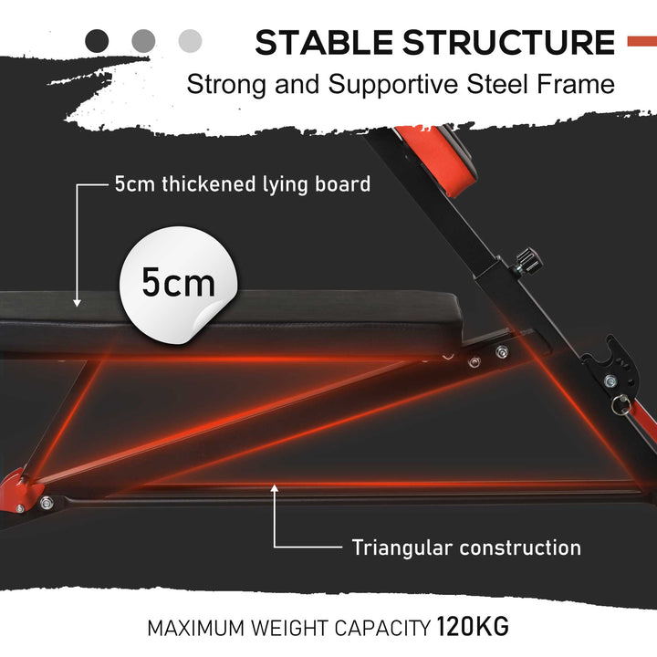 Soozier Adjustable Weight Bench Roman Chair Exercise Training Multi-Functional Hyper Extension Bench Dumbbell Bench Ab Sit up Decline Flat Black and Red