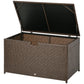 Outsunny 113 Gallon Outdoor Storage Box, Rattan Deck Box for Indoor, Patio Furniture Cushions, Grey