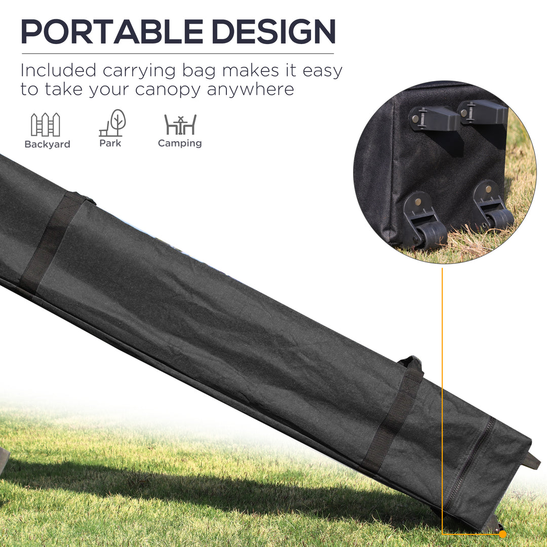 Outsunny 20' x 10' Folding Pop Up Canopy Tent with Sidewalls,  Windows, Weight Bags and Carrying Bag, Black