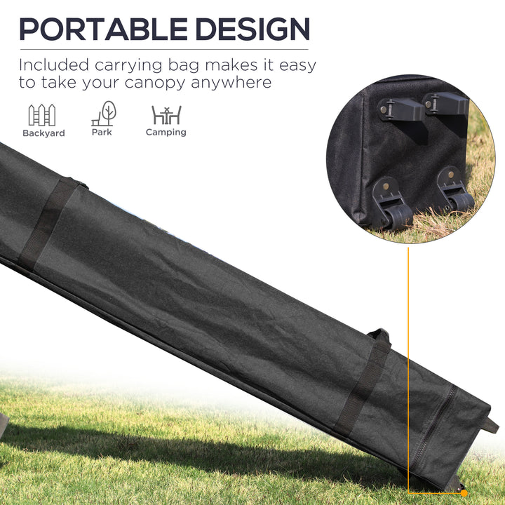 Outsunny 20' x 10' Folding Pop Up Canopy Tent with Sidewalls,  Windows, Weight Bags and Carrying Bag, Black