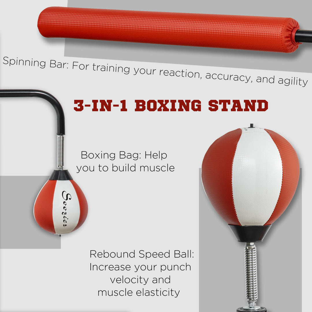 Soozier Freestanding Boxing Punching Bag, Height Adjustable, with Reflex Bar, Speed Balls and Suction Cup Base, Multi