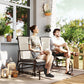 Outsunny Patio Glider Rocking Chair 2 Person Outdoor Loveseat Rocker Garden Furniture Bench, Grey