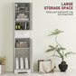 HOMCOM 67" Tall Bathroom Cabinet, Slim Bathroom Storage Cabinet with 2 Doors, Drawer and Adjustable Shelf, White Wood Grain