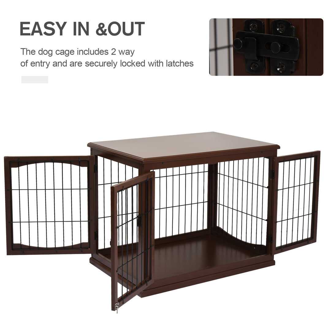 PawHut 26" Wooden Dog Cage with Double Door Entrance & Simple Modern Design, Brown